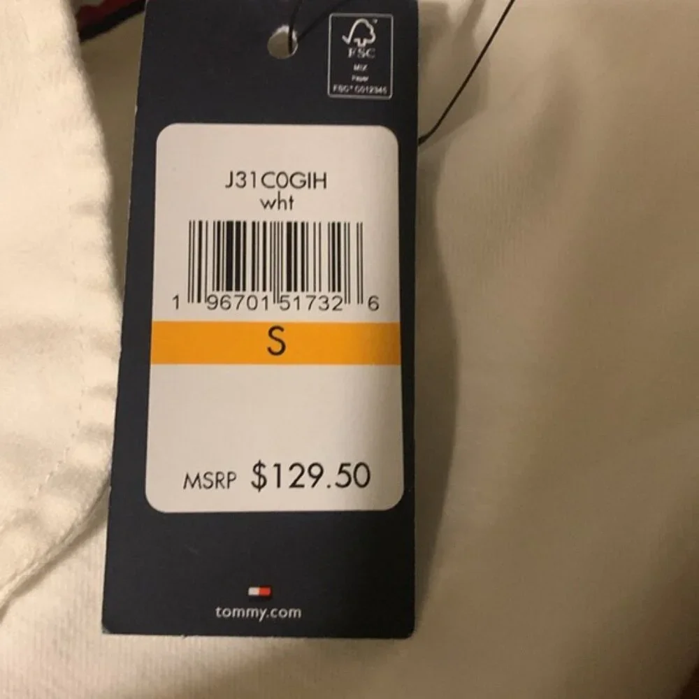 Tommy Hilfiger White Jean Jacket Cropped Design - Picture 8 of 10